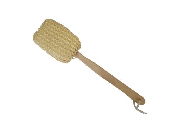 Groovy Square Loofah Bath Sponge with Wooden Handle