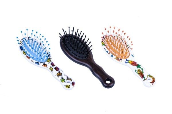 Joy Fashion Travel Oval Cushion Hairbrush with Nylon Bristles