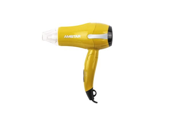 Amstar 1000W Folding Travel Hair Dryer with 2 Temperature Settings with Clear Acrylic Air Concentrator - Image 3