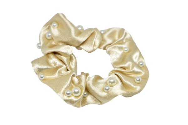 Joy Fashion Satin Scrunchies With Scattered Pearls - Image 6