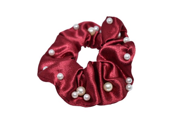 Joy Fashion Satin Scrunchies With Scattered Pearls - Image 9