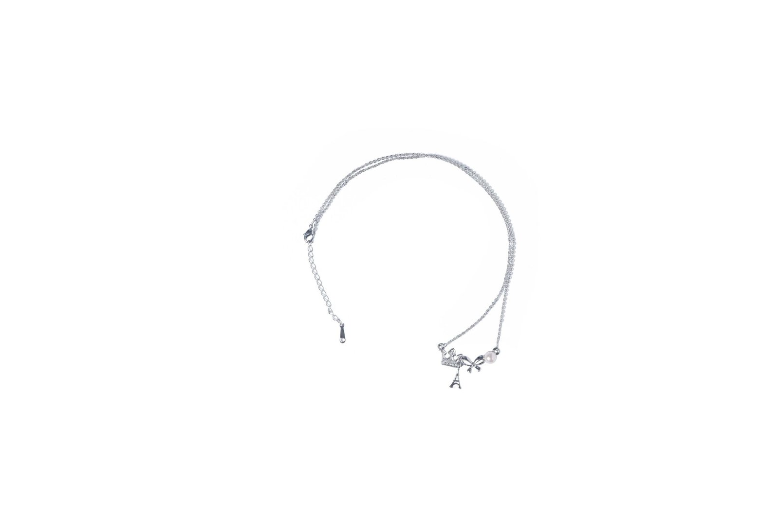 Ultimate Collection Crown Eiffel Tower Ribbon And Pearl Charm Necklace ...
