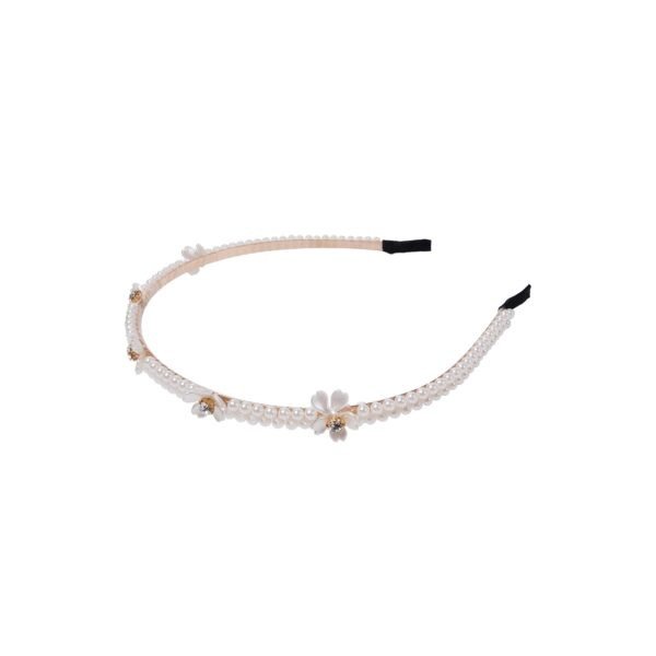 Joy Fashion Double Layer Headband With Pearl Flowers & Rhinestones Hair Accessories - Image 2