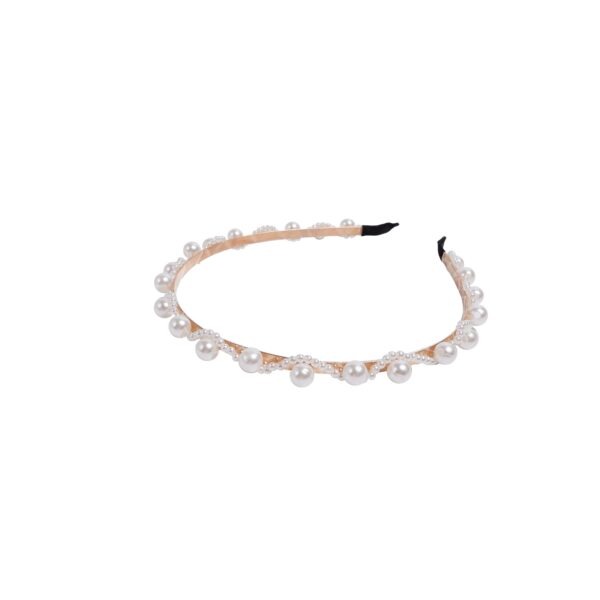 Joy Fashion Single Layer Wavy Mini Pearl Headband With Giant Pearls Hair Accessories - Image 3