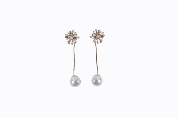 Ultimate Collection Flower Stud with Dangling Pearl Backing Earring Ear Ring Jewelry